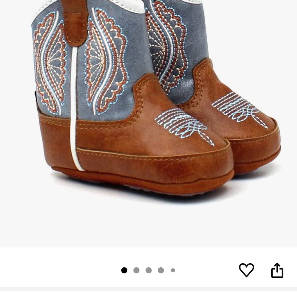 Brown and Blue Kids Cowboy Boots